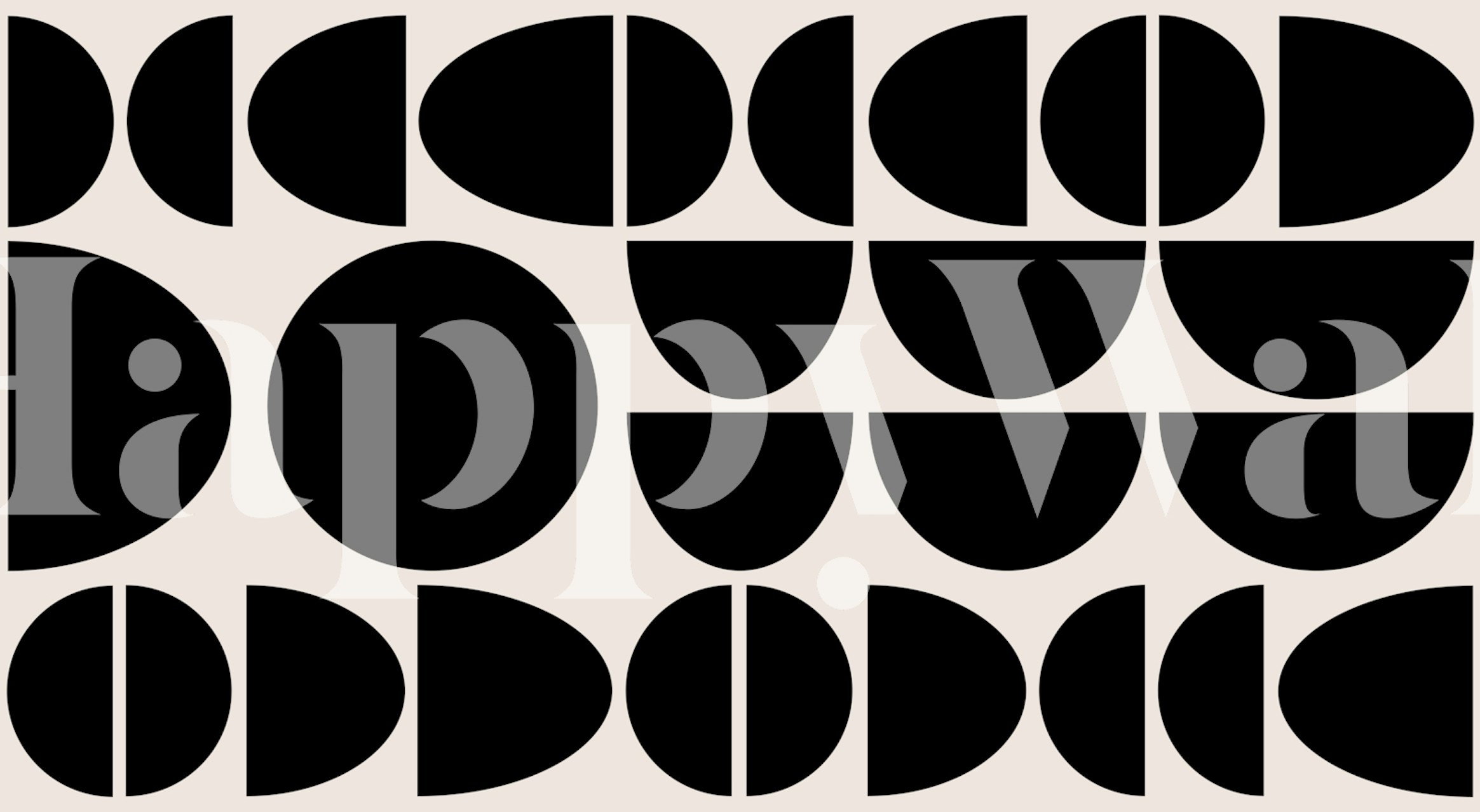 Geometryczna tapeta inspirowana Simple Pebble Circle Arch Bauhaus w pomieszczeniu