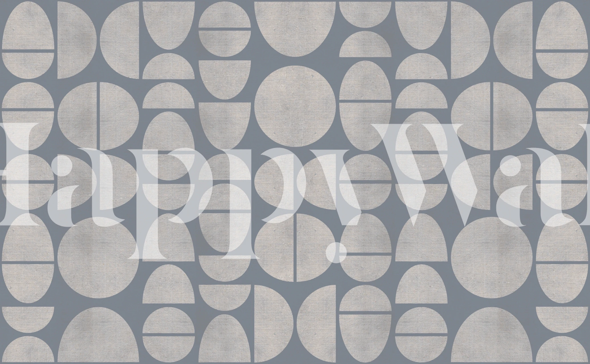 Beige grey Bauhaus geometric wallpaper in a room