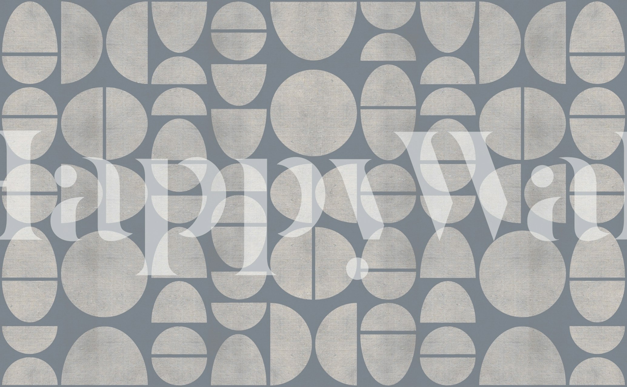 Beige grey Bauhaus geometric wallpaper in a room