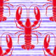 Red Lobsters on Blue stripes