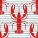 Red Lobsters on Grey Stripes
