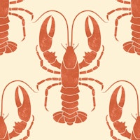 Orange Lobsters on peach behang