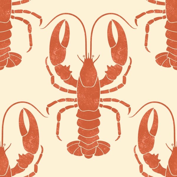 Orange Lobsters on peach
