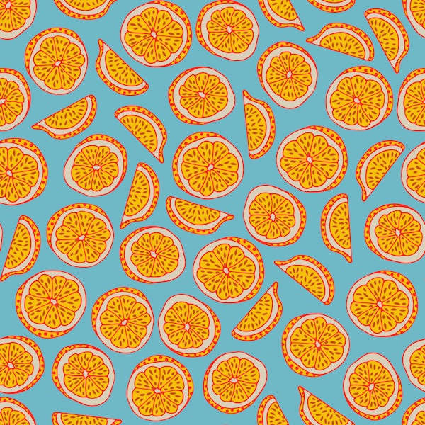 LEMON SLICES Fun Retro Tropical Citrus Fruit