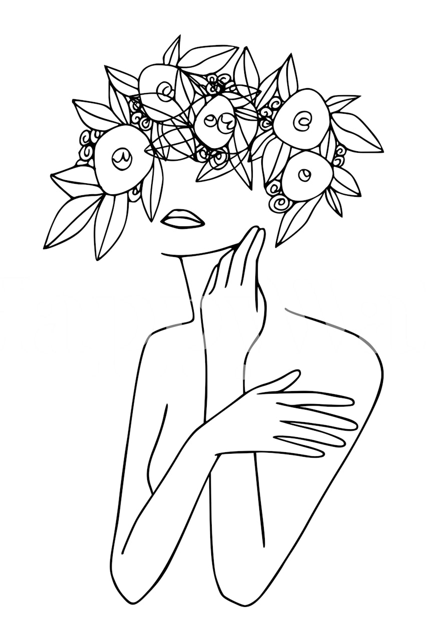 Γυναίκα με ταπετσαρία λουλουδιών σε ένα δωμάτιο