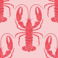 Red Lobsters on Pink behang