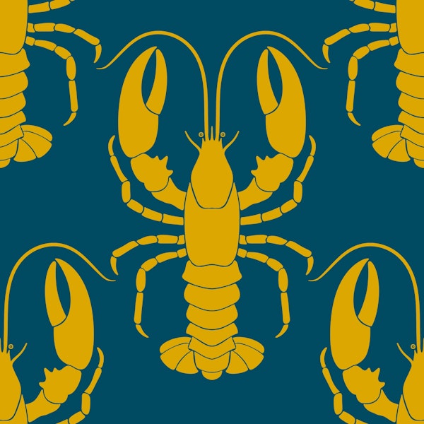 Golden Lobsters on Teal