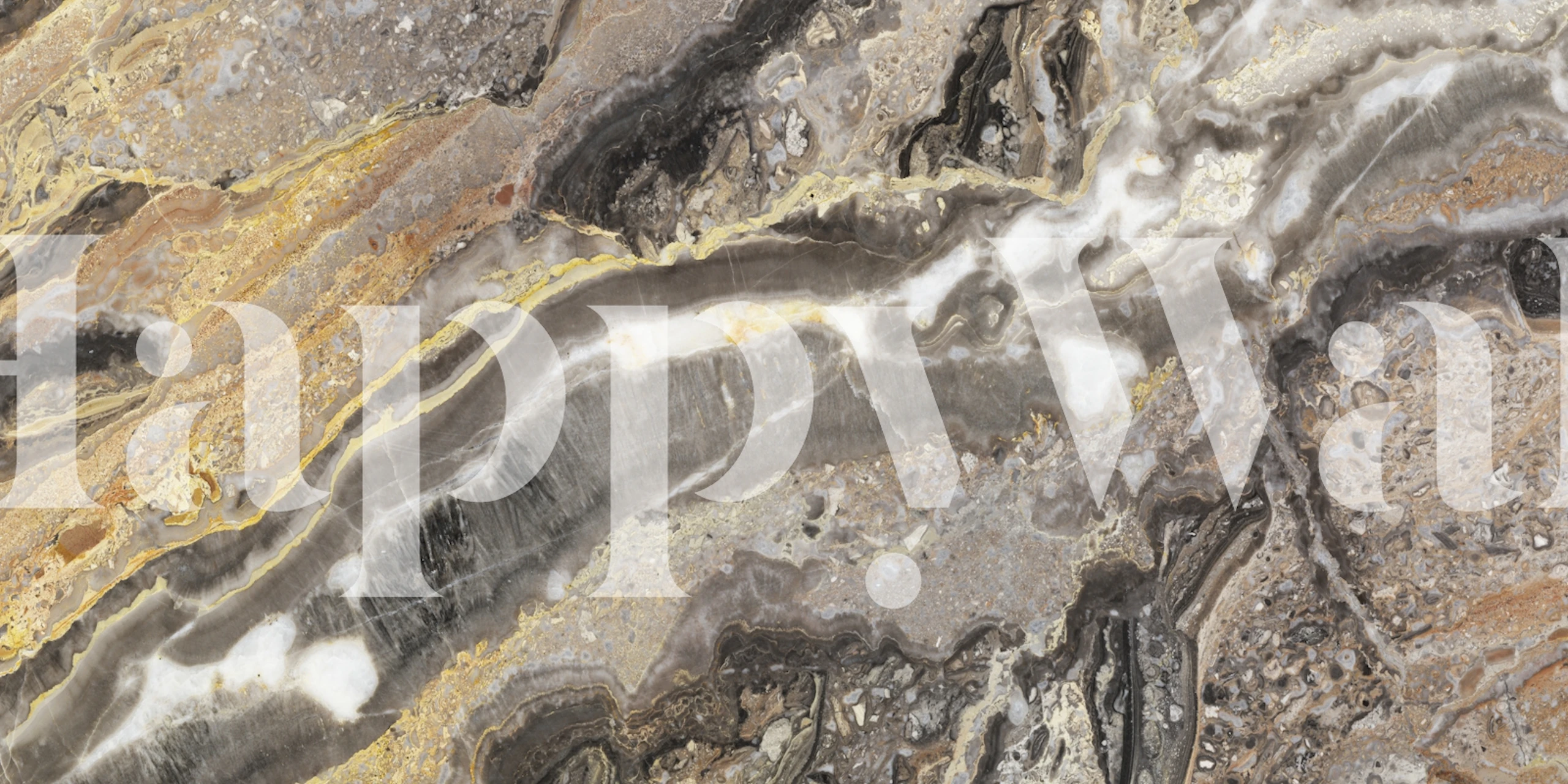 Golden gray natural marble stone wallpaper in a room