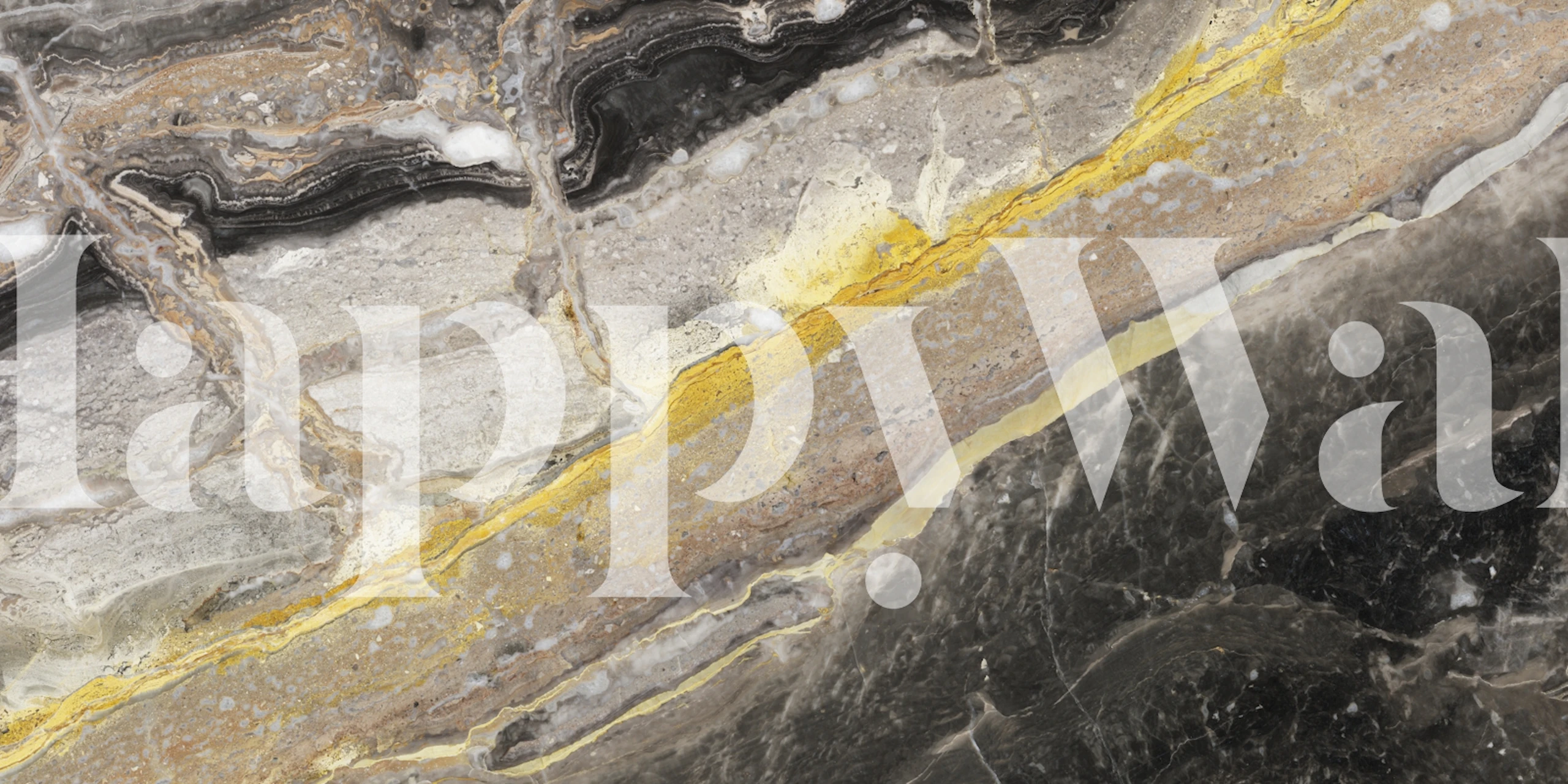 Golden gray natural marble stone wallpaper in a room