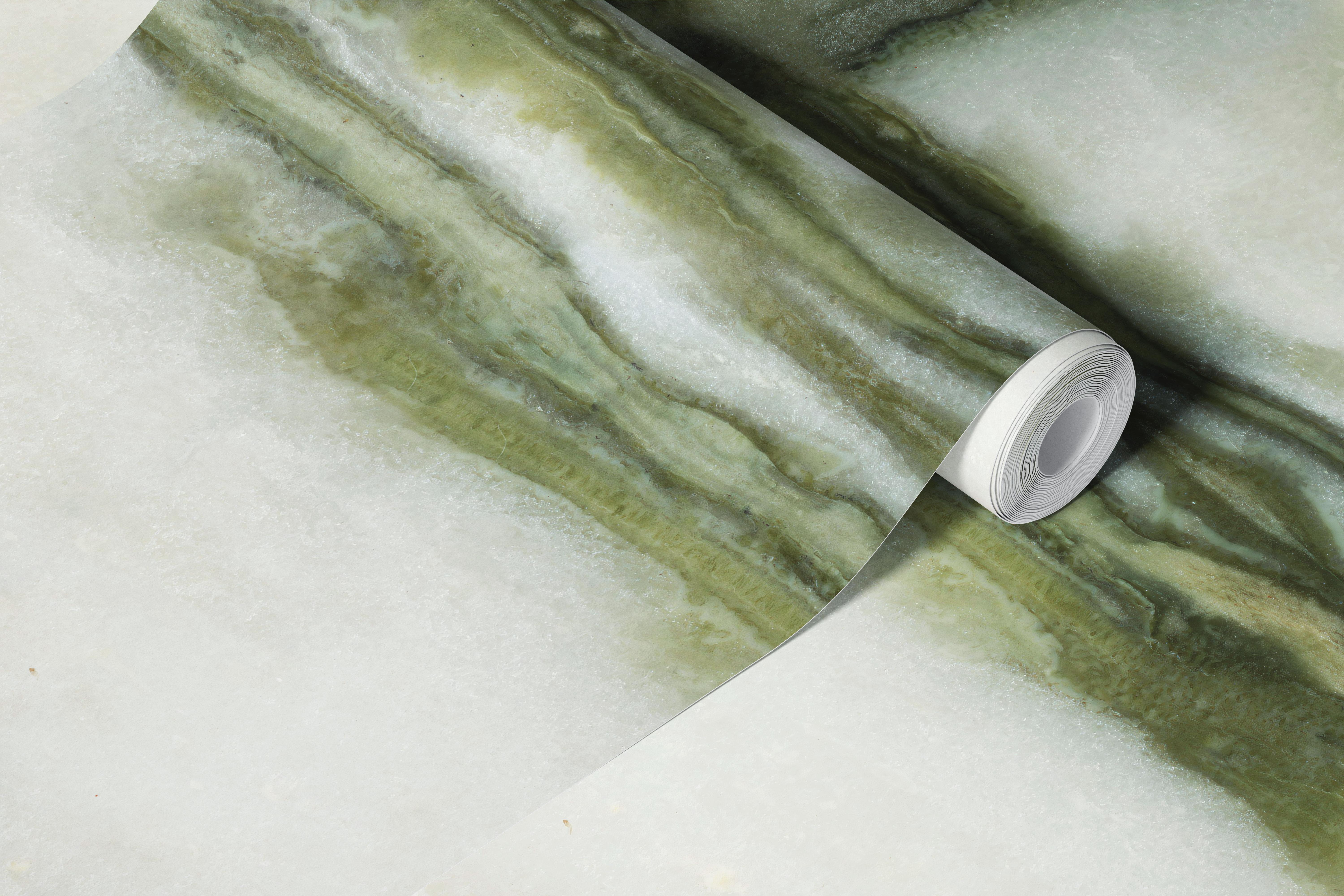 Green natural stone wall wallpaper i et rum