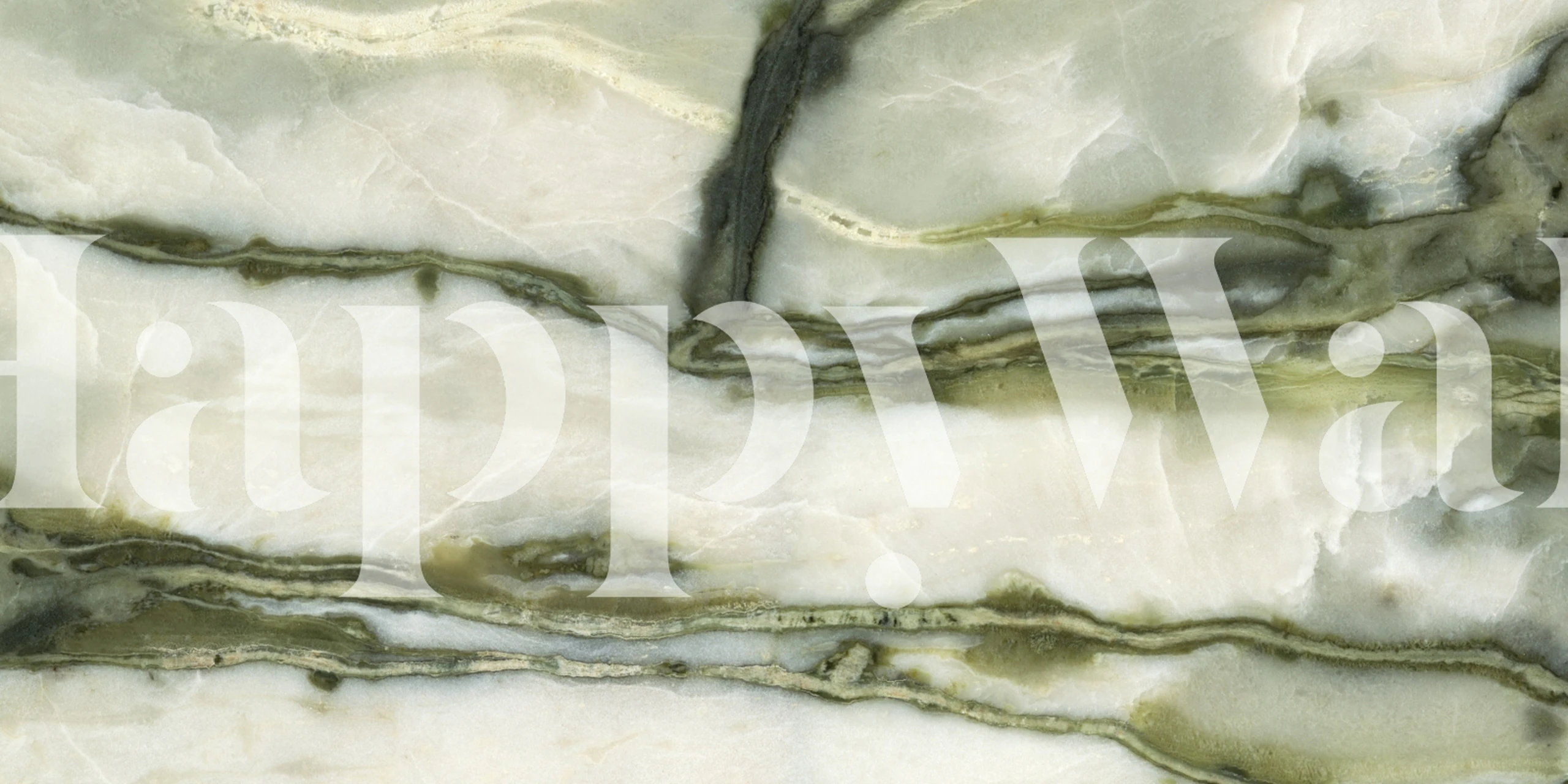 Green natural stone wall wallpaper w pokoju