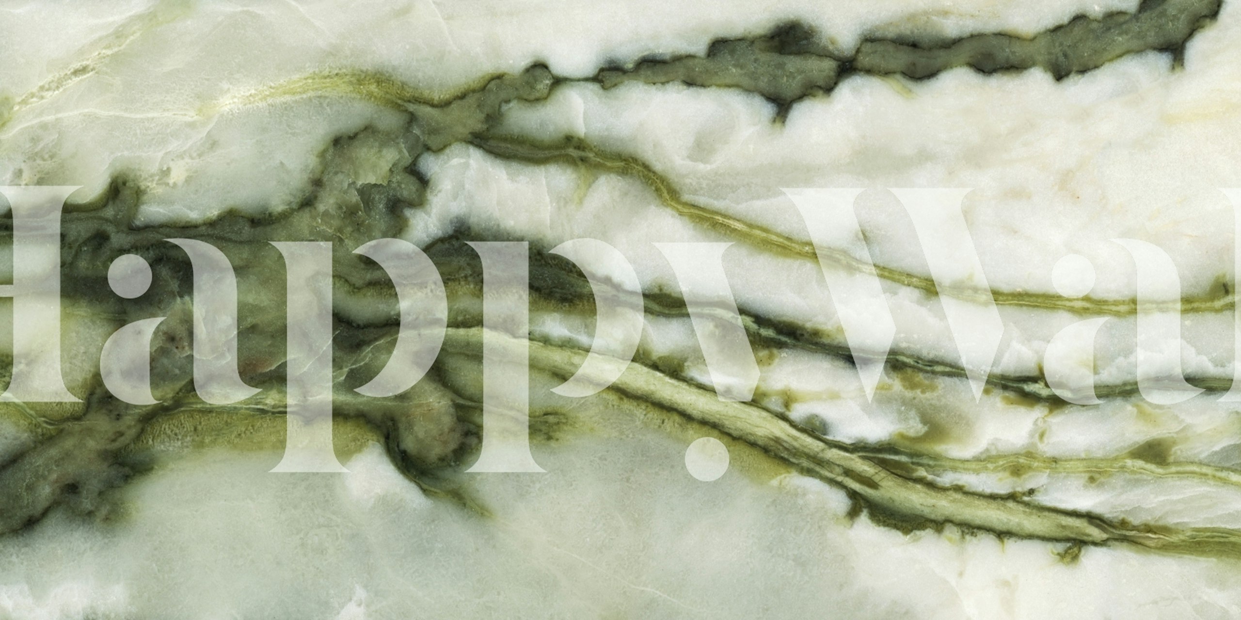 Green natural stone wallpaper in a room