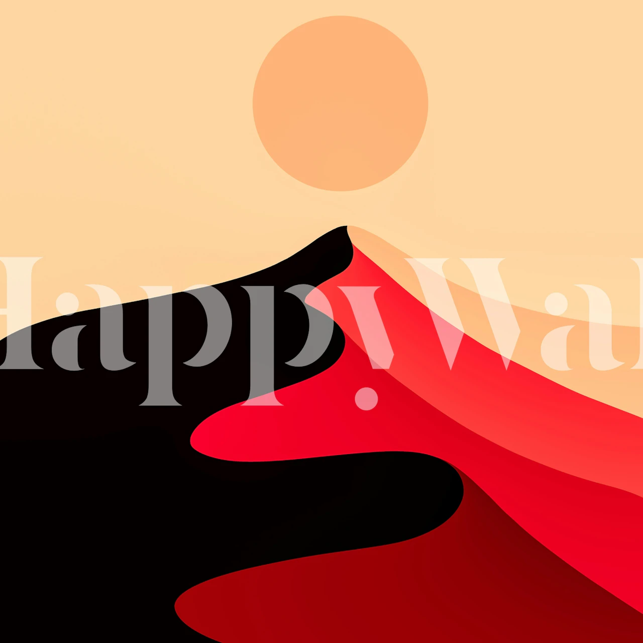 Red sand peak wallpaper in a modern room