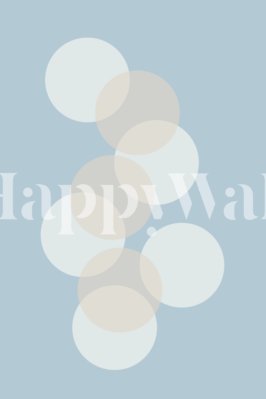 Geometric pattern with floating circles in soft blues and whites wallpaper