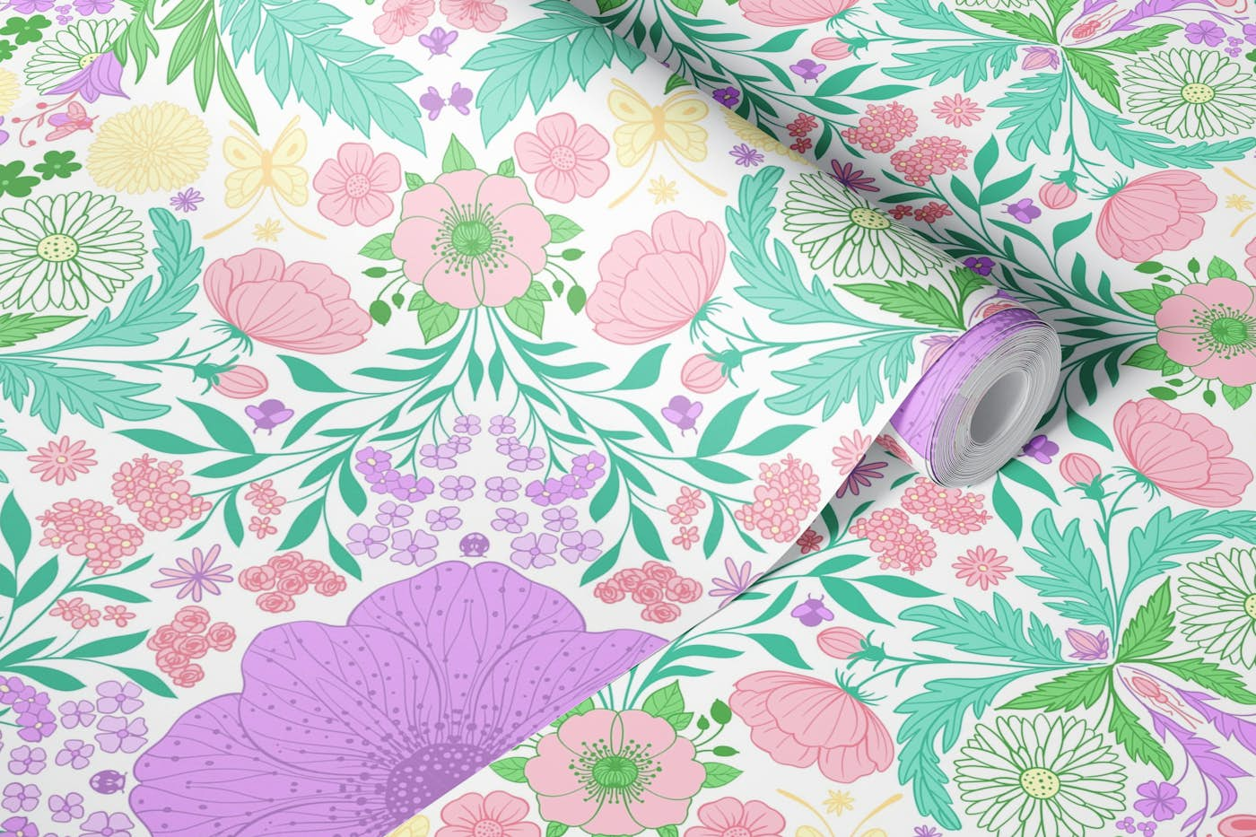 Retro garden party wallpaper wallpaper roll