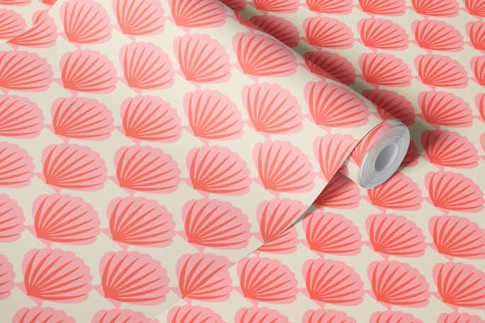 Modern scallops pink sandwallpaper roll