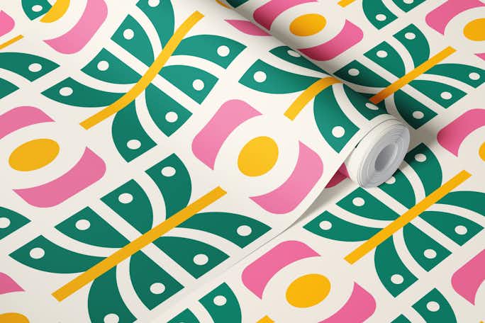 Abstract retro florals, 3077 Bwallpaper roll