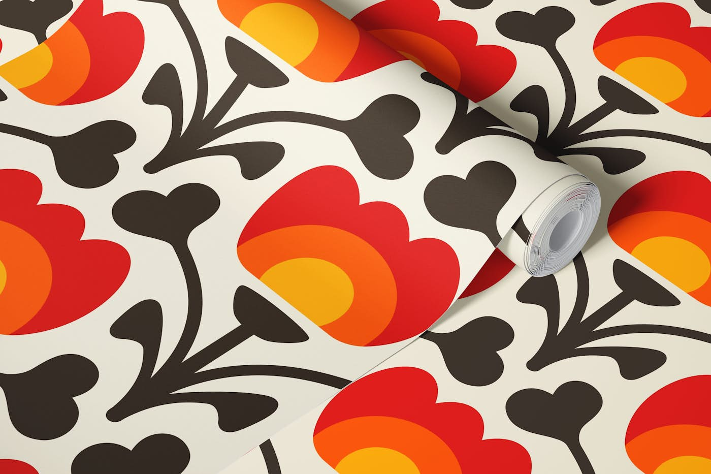 Playful retro flowers / 3081B wallpaper roll