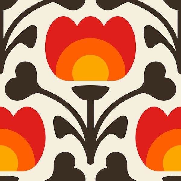 Playful retro flowers / 3081B