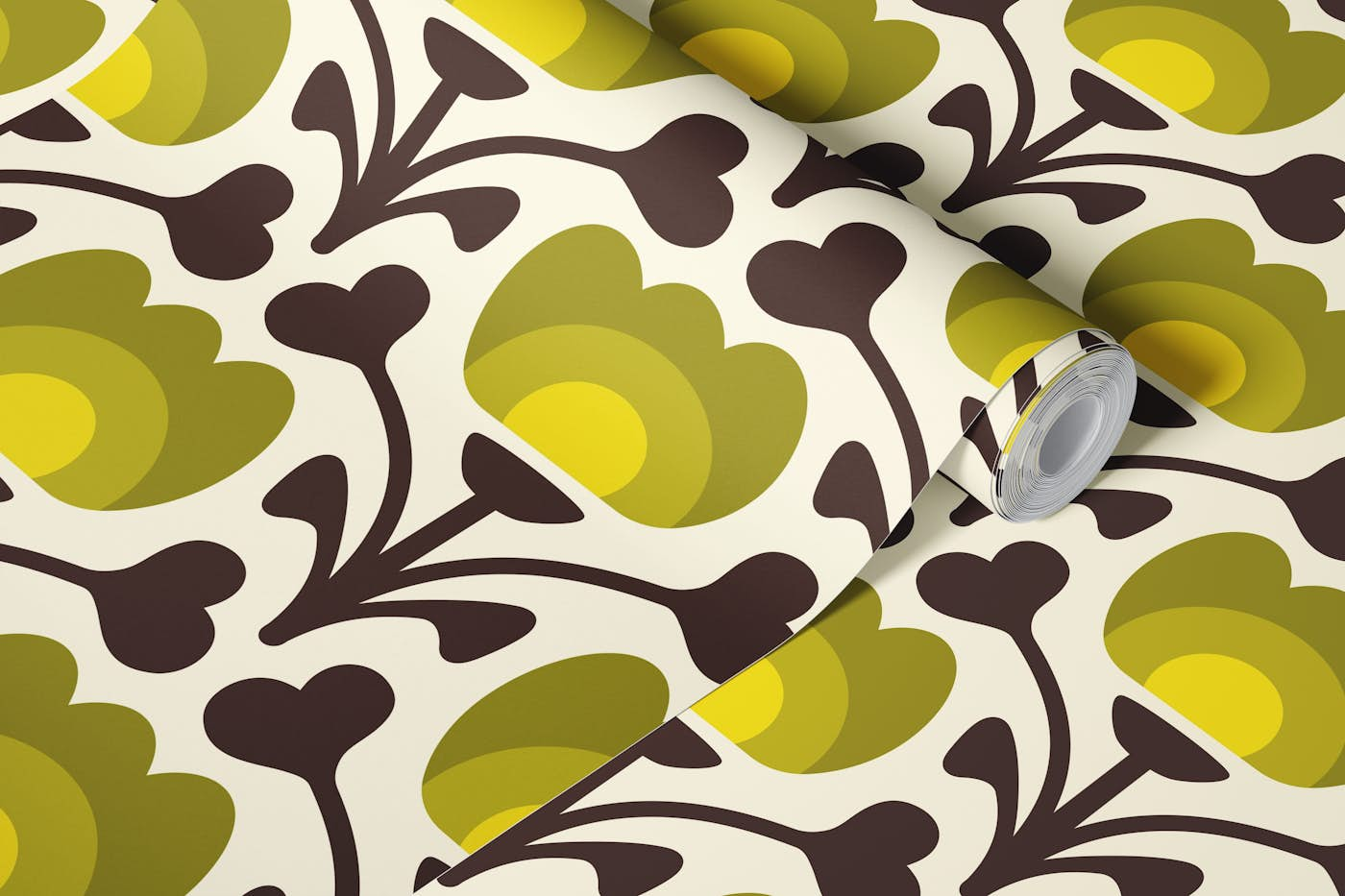 Playful retro flowers / 3081D wallpaper roll