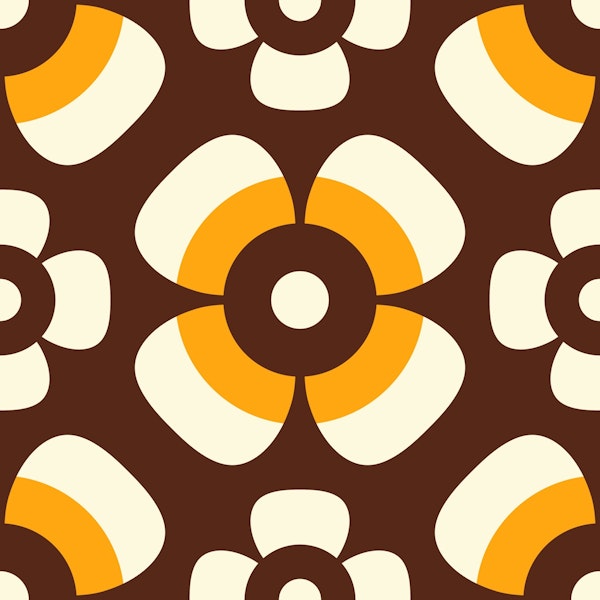 Retro daisies, brown / 3082a