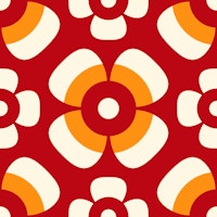 Retro daisies, red / 3082C papiers peint