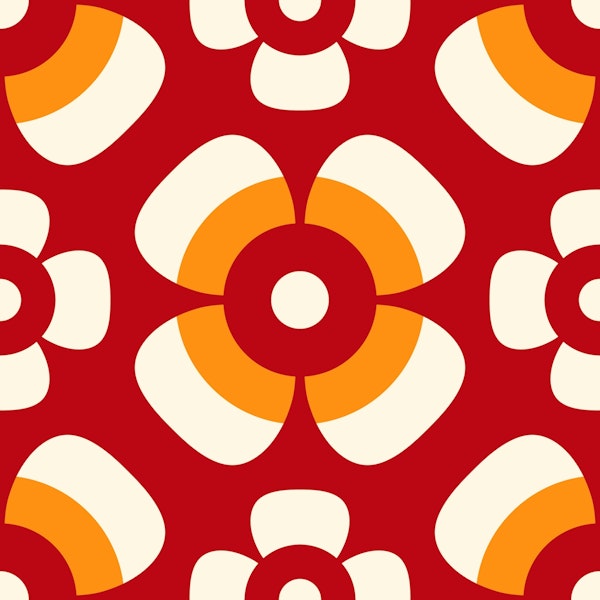Retro daisies, red / 3082C