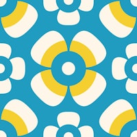 Retro daisies, blue / 3082D papiers peint