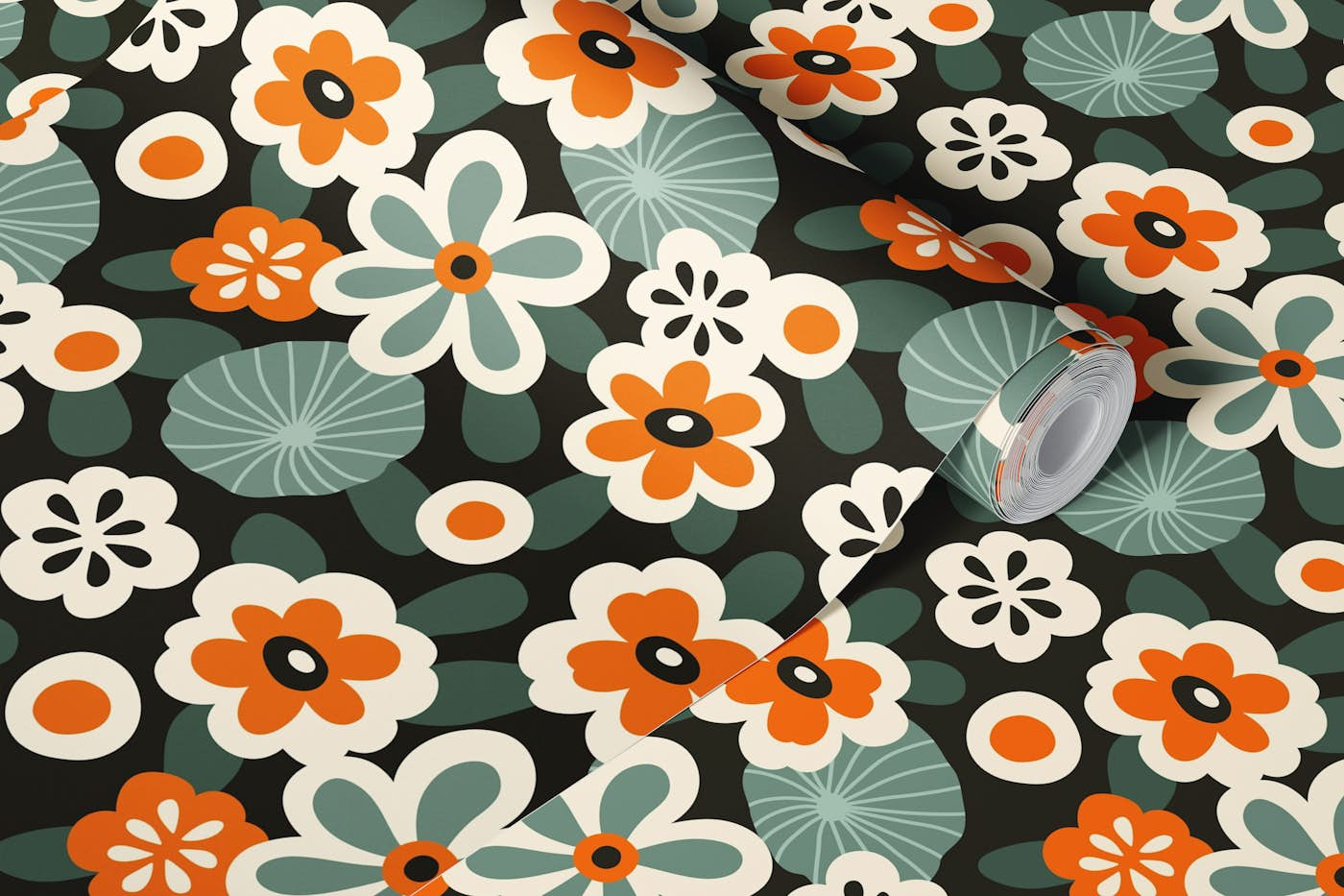 Ditsy wildflowers pattern, grey / 3083 A wallpaper roll