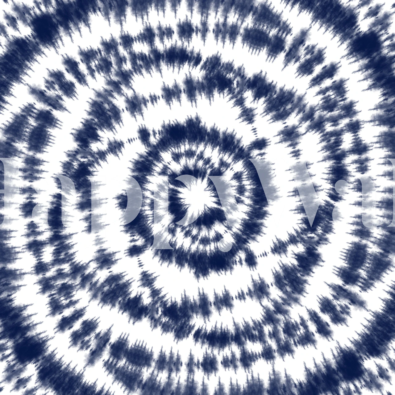 Navy blue and white spiral tie-dye wallpaper design