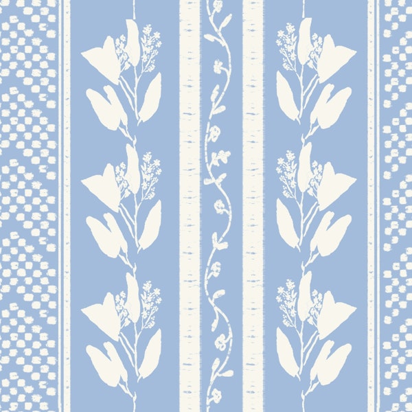 Eucalyptus Stripes Blue and White