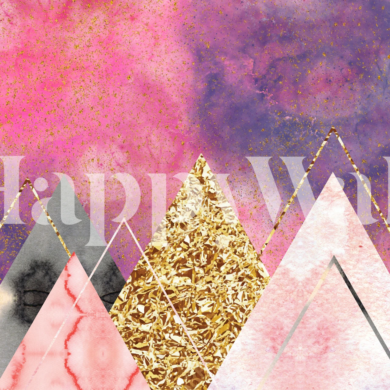 Pink Mountain wallpaper design in a room