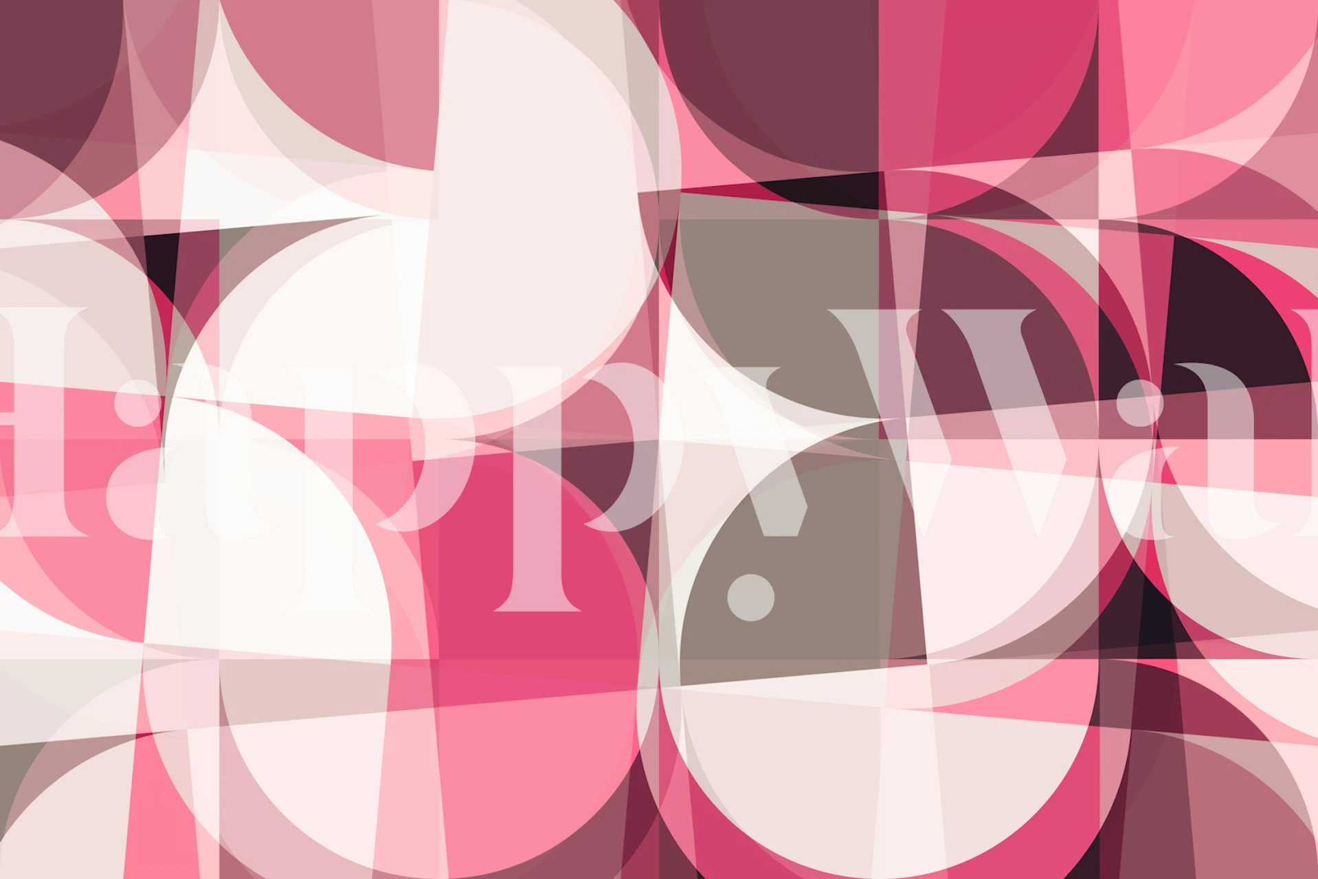 Mural de parede abstrato Groovy Bauhaus Pattern com uma mistura de formas rosa e cinza