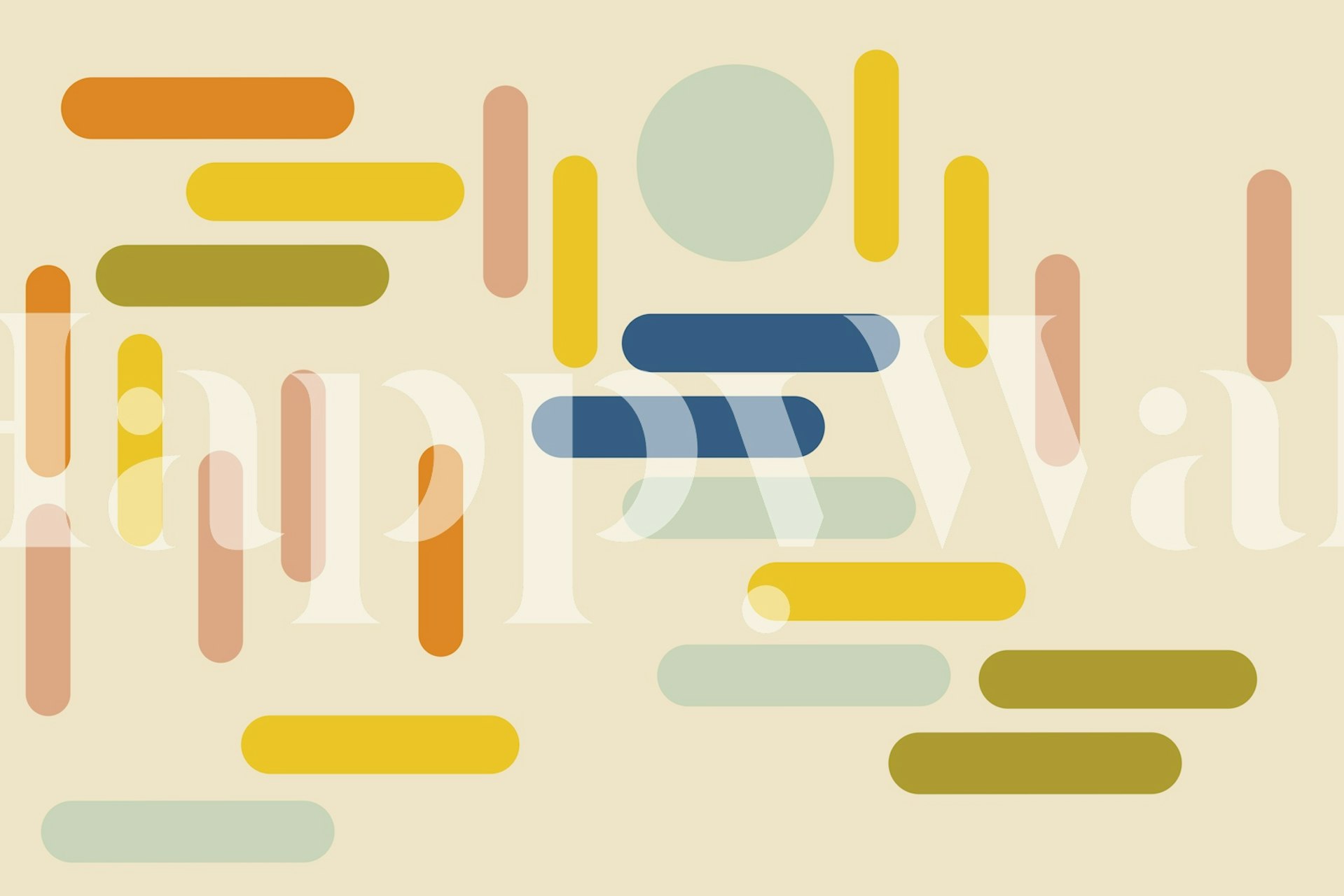 Retro abstract colorful wallpaper featuring warm hues of yellow, orange, and green