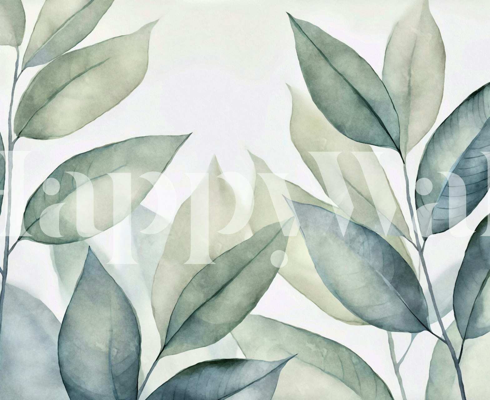 Gentle Leaves papel de parede folhagem verde em um quarto