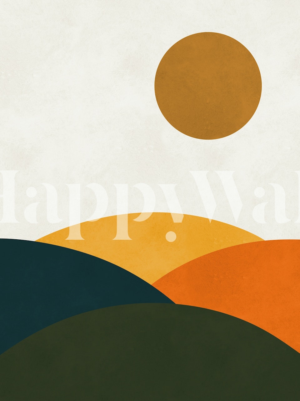 Watercolor landscape wallpaper in a room