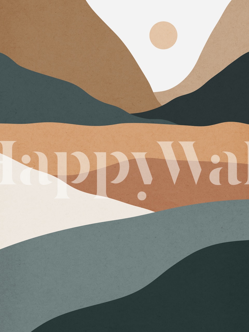 Abstraktní akvarelová krajina v jemných zemitých tónech pro klidnou nástěnnou dekoraci.