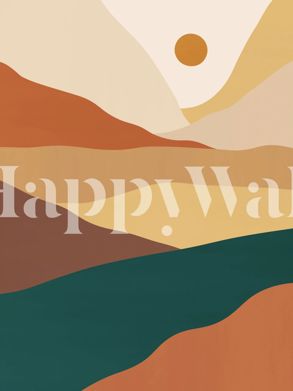 Watercolor landscape wallpaper in a room