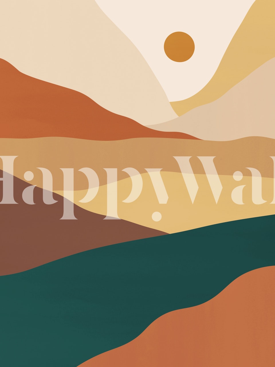 Watercolor landscape wallpaper in a room