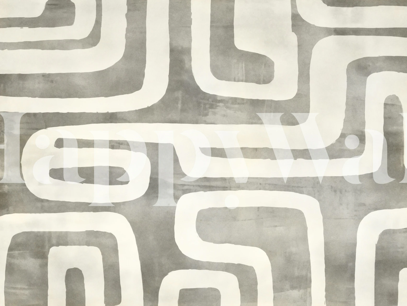 Tribal Shapes Abstract Art Beige wallpaper in a room