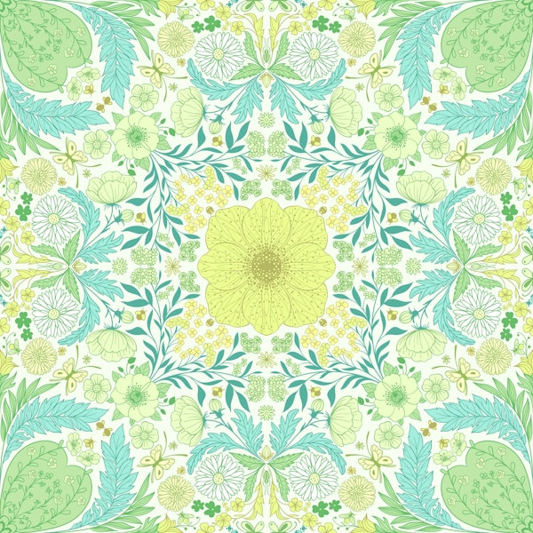 Retro wallpaper in green and yellow