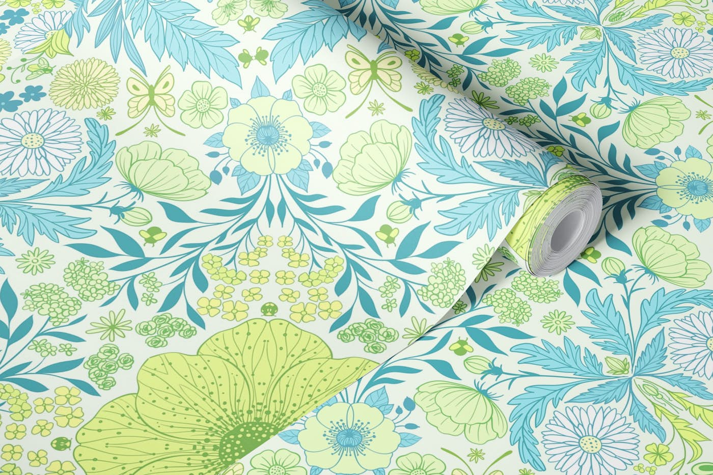 Retro wallpaper in blue and yellow wallpaper roll