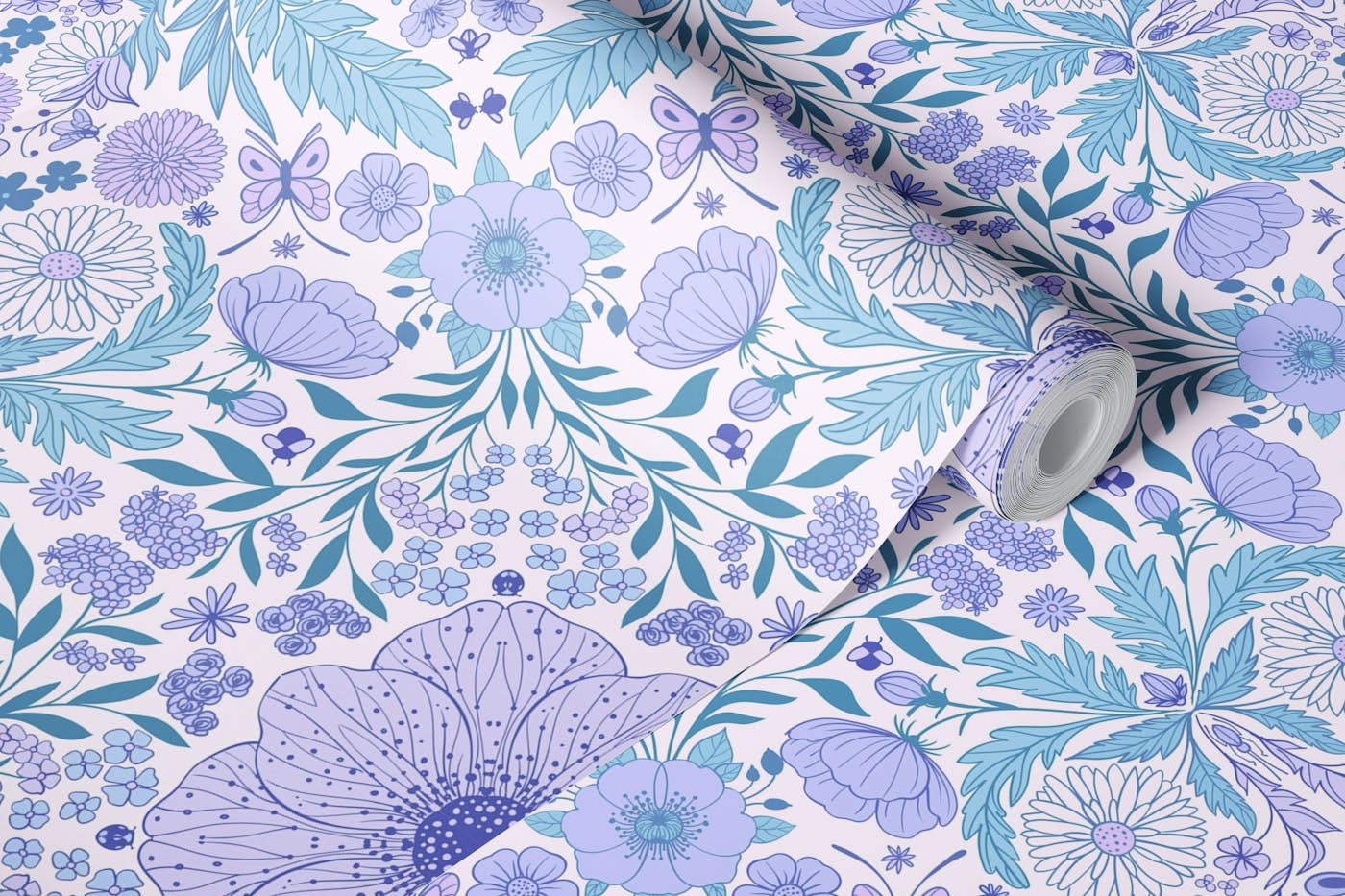 Retro wallpaper in blue and violet wallpaper roll