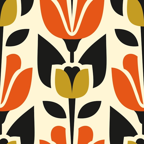 Midcentury tulips pattern / 3084 A