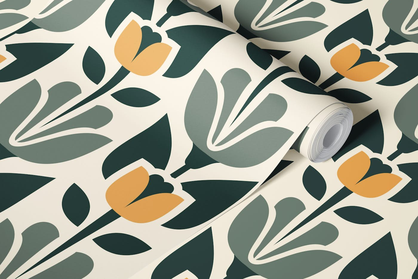 Midcentury tulips pattern / 3084 D wallpaper roll