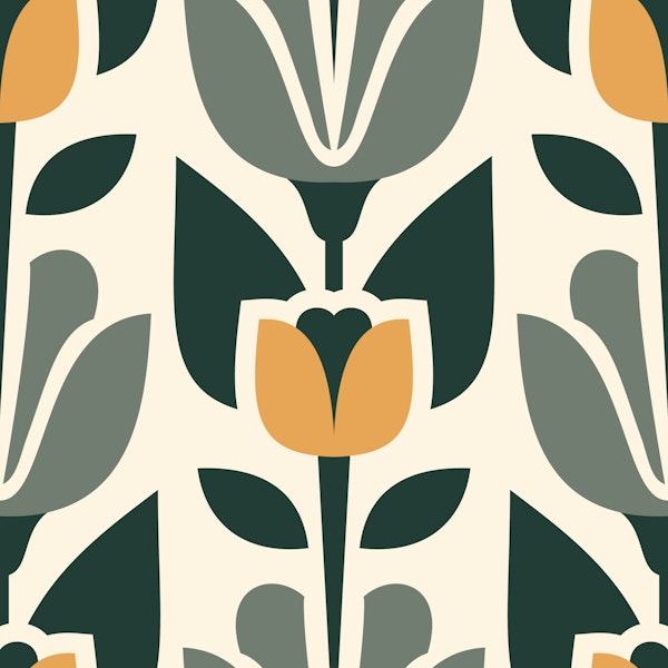 Midcentury tulips pattern / 3084 D