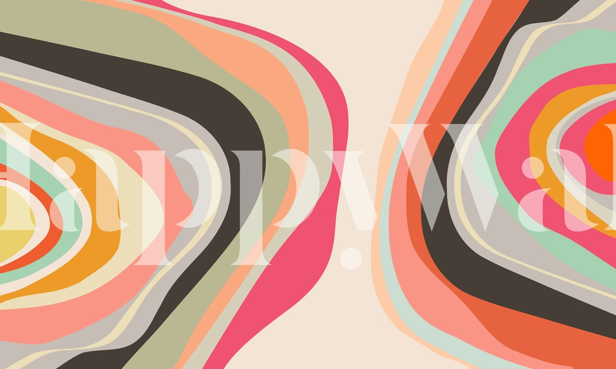 Papier peint abstrait coloré en vagues dans une pièce