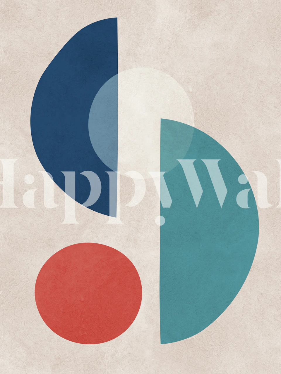 Geometric shapes in blue, teal, and red on textured background wallpaper