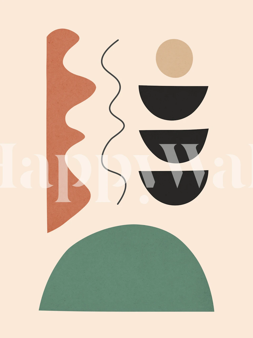 Expressionist circles wallpaper in a room