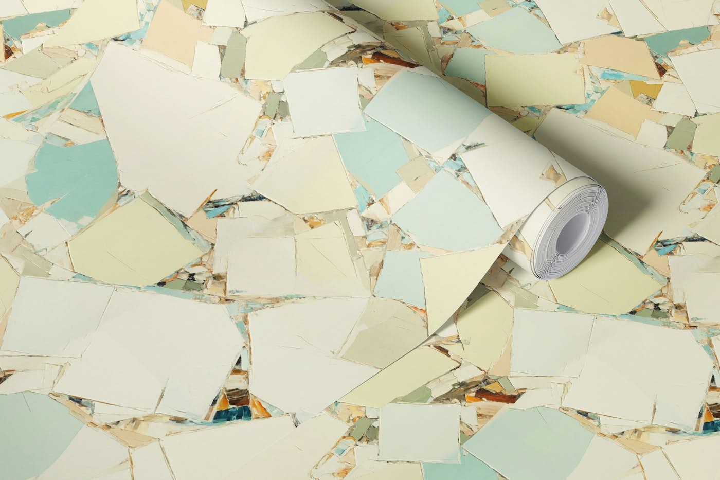 Cream-Colored Geometric Oil Painting Pattern wallpaper roll